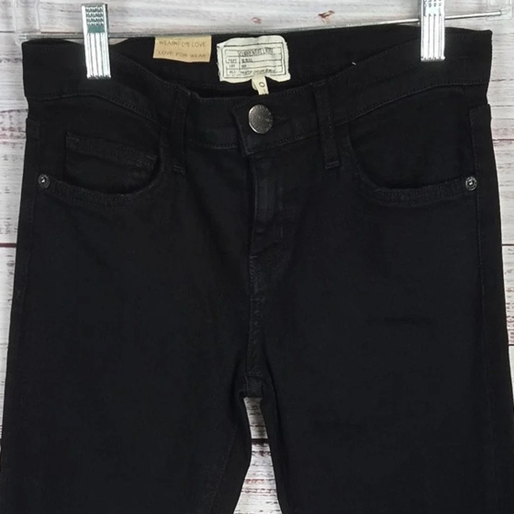 NWT Retro Current Elliott Jet Black Destroy Jeans 25 Casual 80's Skinny Parisian